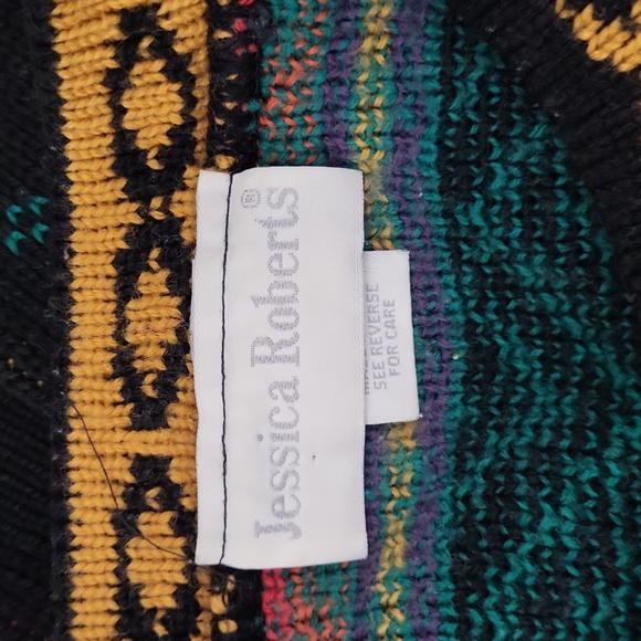 Jessica Roberts Womens Vintage Knit Sweater Colorful 80s 90s Retro Grandpacore - Picture 2 of 9